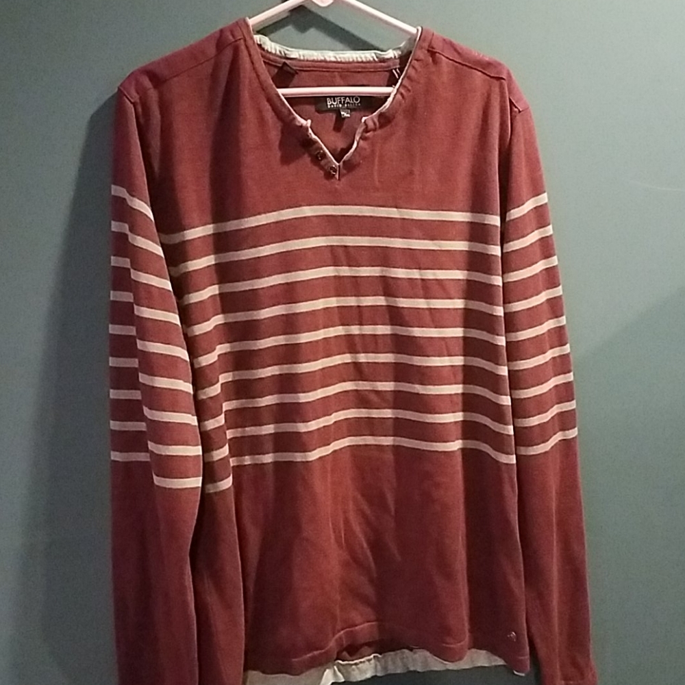 Buffalo David Bitton Burgundy Stripe‎ Pullover Sweater XXL